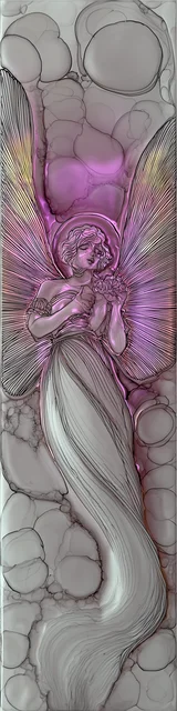 Free abstract angel art bookmark featuring a gray background abstract angel